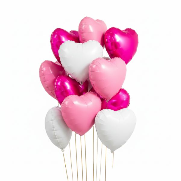 Bunch Bouquet Foil Pink White heart
