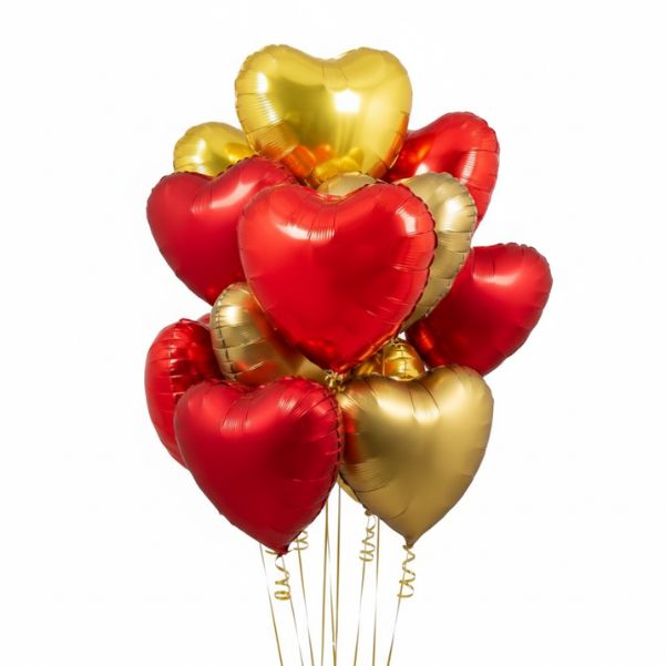 Bunch Bouquet Foil Gold Red Heart