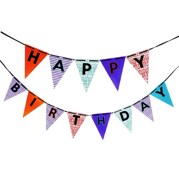 Banner Happy Birthday Damask