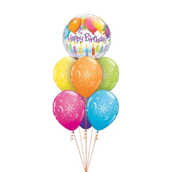 Small Bouquet Cumpleaños Torta y Globos